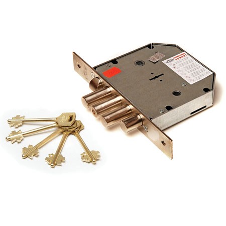 Замки врезные, Замок врез. Гранит 1.06.41 никель, сувальдный стержни 3 шт. диаметр 18мм под фалевую ручку и задвиж, ООО "Компания СтилДом"